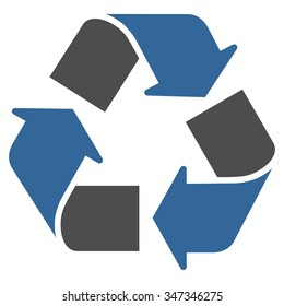 Recycle vector icon. Style is bicolor flat symbol, cobalt and gray colors, rounded angles, white background.