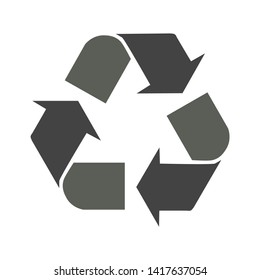 Recycle vector icon. Style is flat symbol, gray color, rounded angles, white background.