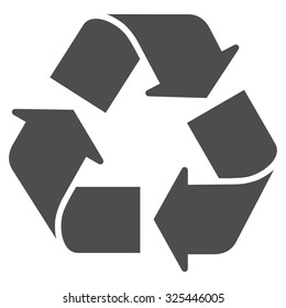 Recycle vector icon. Style is flat symbol, gray color, rounded angles, white background.