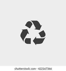 Recycle  vector icon. Style is flat symbol, gray color, rounded angles, white background.