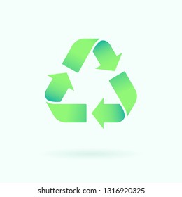 Recycle Vector icon. Trash symbol. Eco bio waste concept. Arrow green 3d realistic green sign isolated on white.