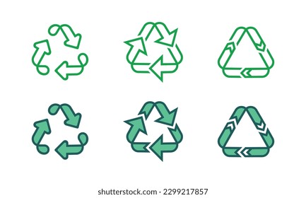 Señales ecológicas de flecha triangular de icono del vector de recuperación
