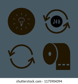 recycle vector icons set. with bulb, recycle sign, recycle hours and toilet paper in set