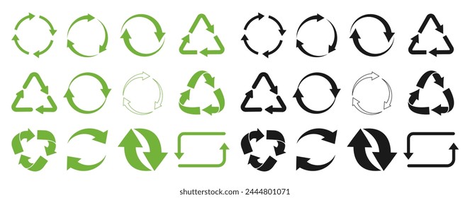 Reciclar iconos vectoriales. Símbolo o signo de reciclaje