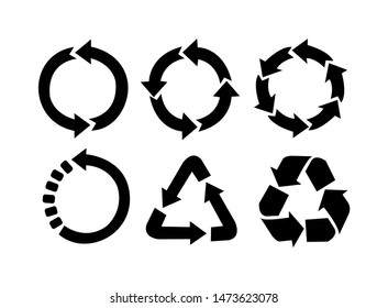 Recycle vector icons. Vector symbol of recycling and arrow rotation