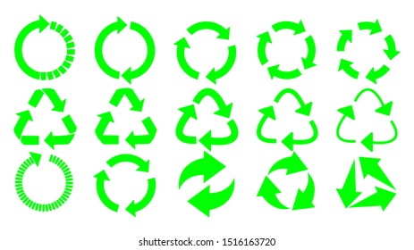 Recycle vector icons. Vector symbol of recycling and arrow rotation