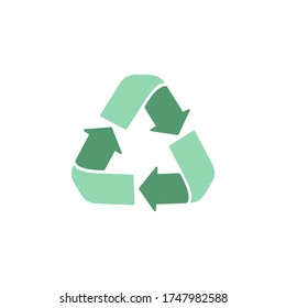 Icono gráfico de ilustración de vector de reciclaje. Verde, cero residuos, logotipo ecológico. Aislado.