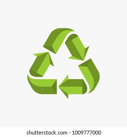 Recycle vector illustration, Green recycle sign vector isolated on white background