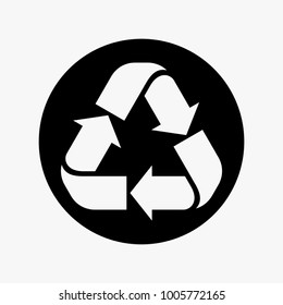 Recycle vector illustration, Recycle sign in black circle vector isolated on white background