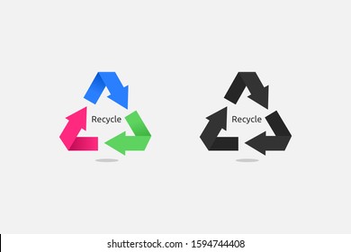 recycle vector logo. colorful triangle with arrow. 