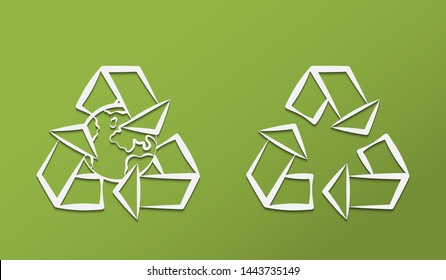 Recycle vector logo. Green and white colors. EPS10 vector