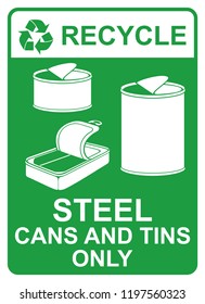 recycle vector sign - steel cans and tins only