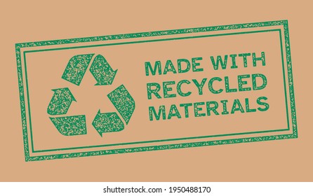 Recycle Vector Symbol, Made With Recycled Materials, Stamp Effect