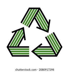 Recycle vector triangle icon in modern geometric linear style isolated on white, contemporary line symbol of environmental conservation.