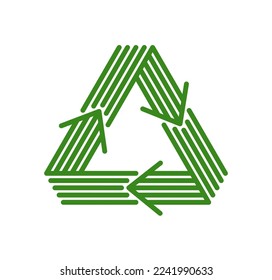 Recycle vector triangle icon in modern geometric linear style isolated on white, contemporary line symbol of environmental conservation.