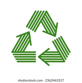 Recycle vector triangle icon in modern geometric linear style isolated on white, contemporary line symbol of environmental conservation.