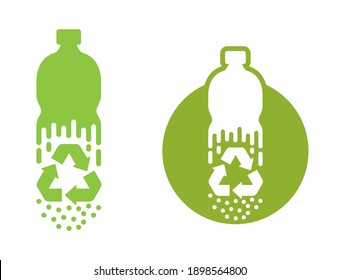 Recycle waste biomaterials and Biodegradable sticker - disappearing plastic bottle turns to granules - eco friendly compostable material production - environment protection emblem