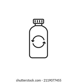 Recycle waste with plastic bottle icon. Save environment. High quality black vector illustration.