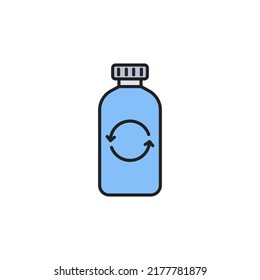 Reciclar desechos con el icono de la botella de plástico. Guardar entorno. Ilustración vectorial de color de alta calidad.