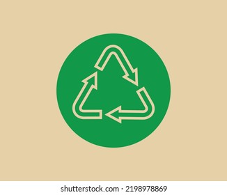 Recycle waste symbol and green arrow logo web icon concept flat vector illustration.