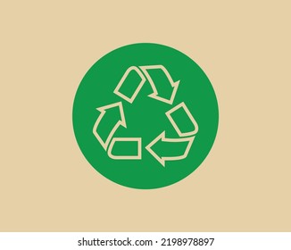 Recycle waste symbol and green arrow logo web icon concept flat vector illustration.