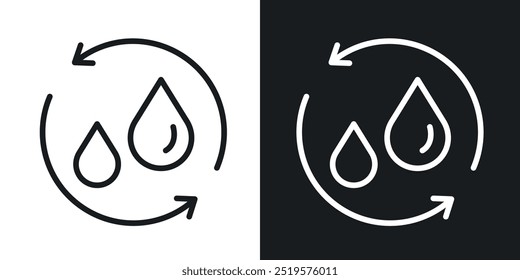 Recycle water black and white icon.