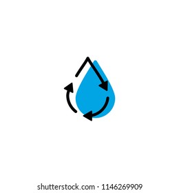 recycle water drop fresh clean logo icon vector simple line outline monoline color fill style