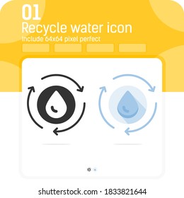 Recycle water drop premiun icon with multiple style isolated on white background. Sign symbol vector illustration flat design icon for web design, ui, ux, environment, cellular applications, and more