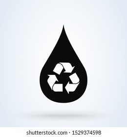Recycle water droplet and conservation. Simple vector modern icon design illustration.
