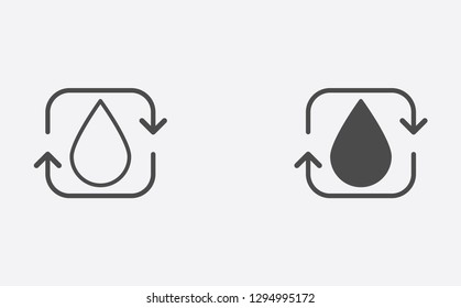 Recycle water filled and outline vector icon sign symbol