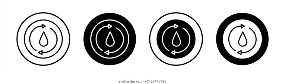 Recycle water flat line icon set. Recycle water Thin line illustration vector