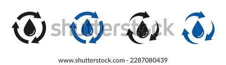 Recycle water icon vector. Water Drop with Circular Arrows. Renew of Liquid. Vector Isolated Illustration EPS 10