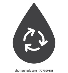 Recycle water icon vector, filled flat sign, solid pictogram isolated on white. Symbol, logo illustration. Pixel perfect graphics