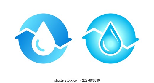 Logo del icono del vector aislado de agua de reciclaje