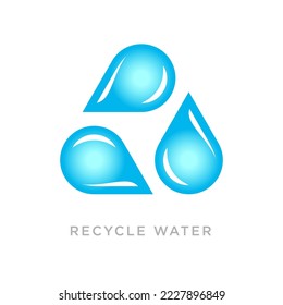 Logo del icono del vector aislado de agua de reciclaje