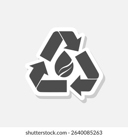 Recycle water leaf icon sticker isolated on gray background