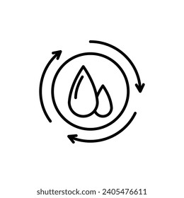 Recycle water vector line icon illustration