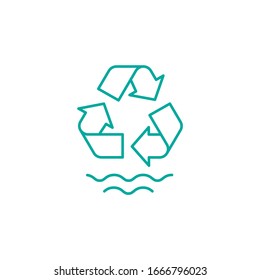 Recycle Water. Waves recycle arrows. Stock vector illustration isolated on white background.