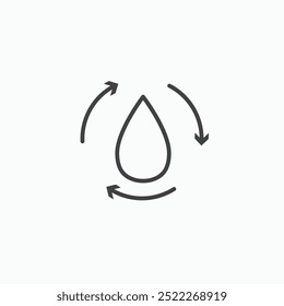 Recycle waterline in Thin line black color. flat simple vector symbols illustration.