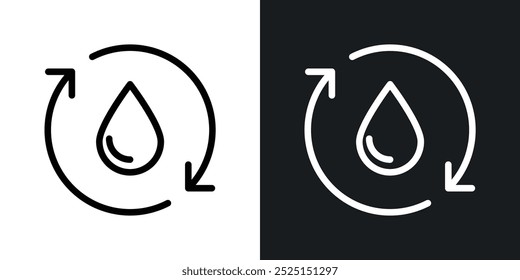 Wasserlinie in der Farbe Schwarz mit dünner Linie recyceln. Flache einfache Vektorsymbol-Illustration.