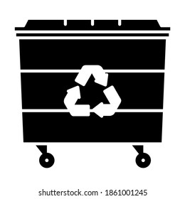 Recycle wheelie bin icon in trendy silhouette style design. Vector illustration isolated on white background.