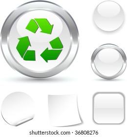 Icono de reciclaje blanco. Ilustración vectorial.