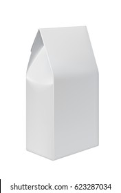 Recycle white paper bag for food isolated on white background vector illustration. Packaging design element for branding.