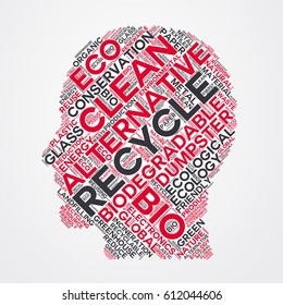 recycle word cloud head typography
