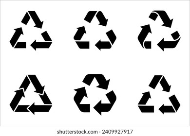 Conjunto de iconos de concepto de reciclado y de basura cero, ilustración vectorial en fondo blanco