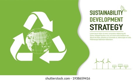Recycle and Zero waste for Sustainability development strategy background and template, vector illustration