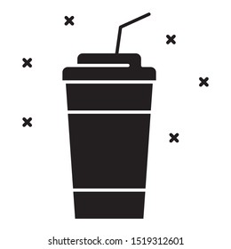 Recycleable Paper Glass Juice Drink Vector Icon Design