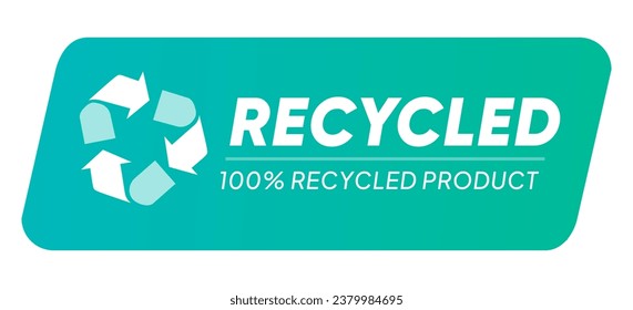 Recycled 100 percent recycling product label stamp green tosca graphic