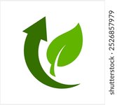 Recycled arrow with green leaf icon isolated. Vector stock illustration