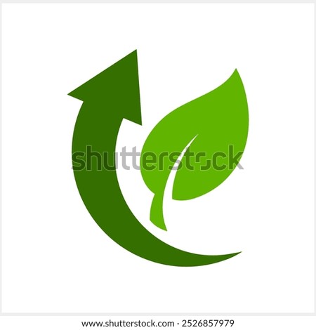 Recycled arrow with green leaf icon isolated. Vector stock illustration
